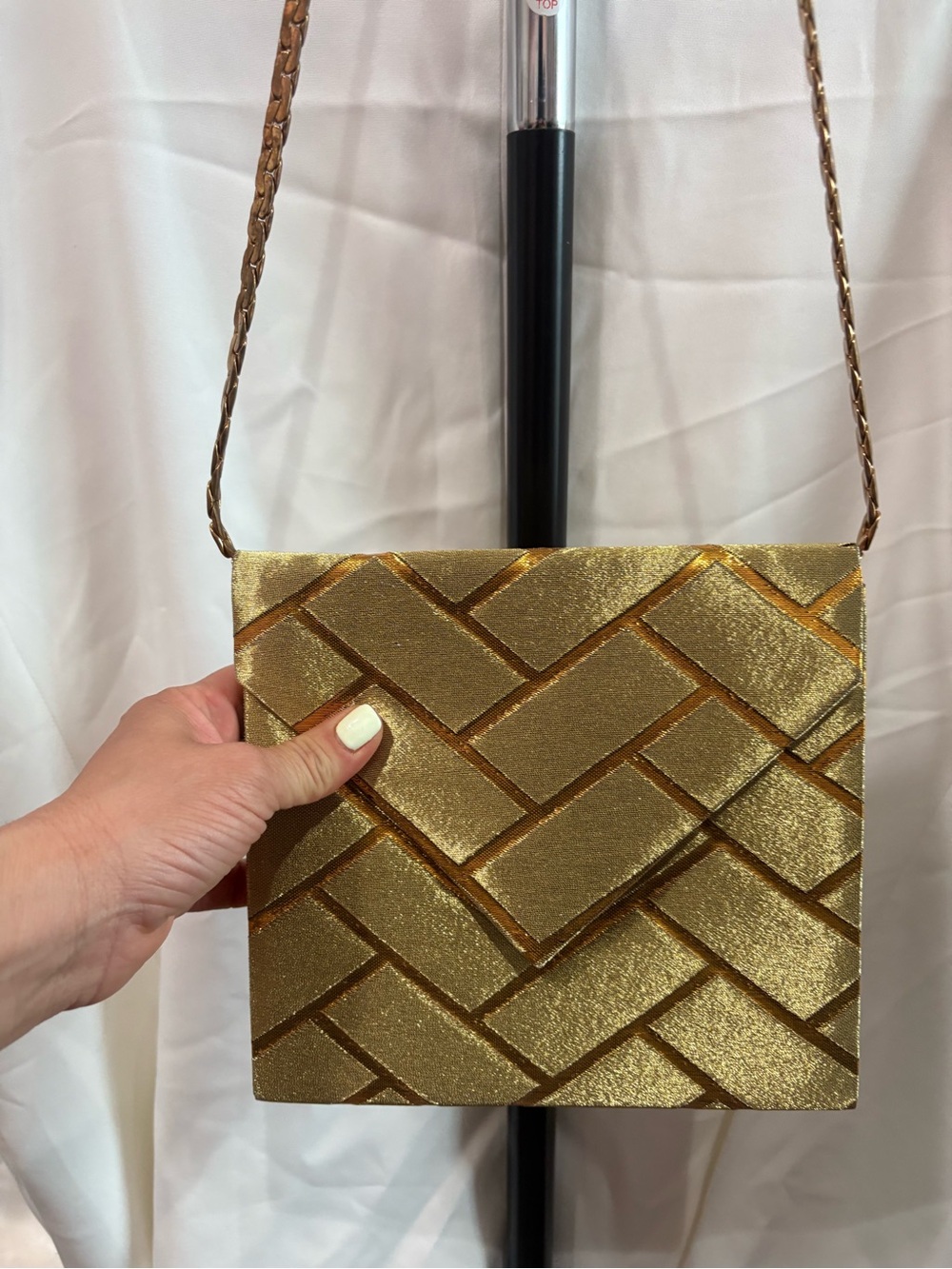 Vintage Diane Love Geometric Metallic Brocade Envelope Evening Bag